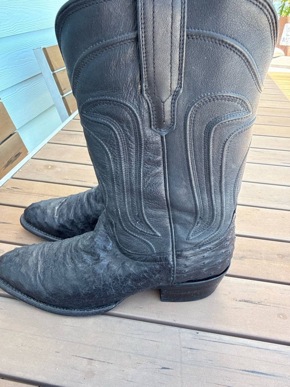 Tecovas "The Jessie" boots in Midnight (black) full-quill ostrich - Picture 5 of 6